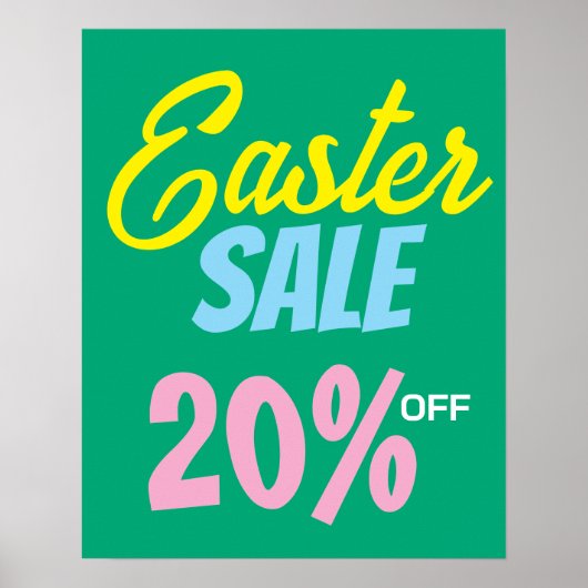 Poster Signe de vente de Pâques, 20% de réduction de vent (Devant)