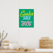 Poster Signe de vente de Pâques, 30% de réduction de vent (Cuisine)