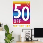 Poster SIGNE DE VENTE PUISSANT À 50 % | Coloré (Bureau à domicile)