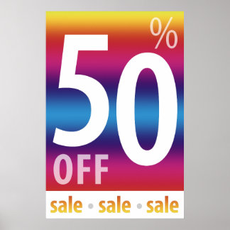 Poster SIGNE DE VENTE PUISSANT À 50 % | Coloré