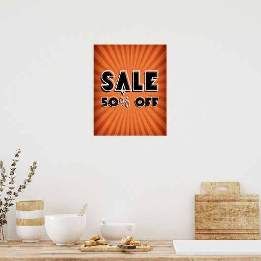 Poster Signe de vente, Rétro 50% de réduction de vente Si (Cuisine)