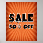 Poster Signe de vente, Rétro 50% de réduction de vente Si (Devant)