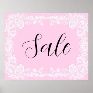 Poster Signe de vente rose, Signe de vente de boutique, V