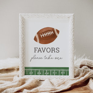 Poster Signe des faveurs du Baby shower de football