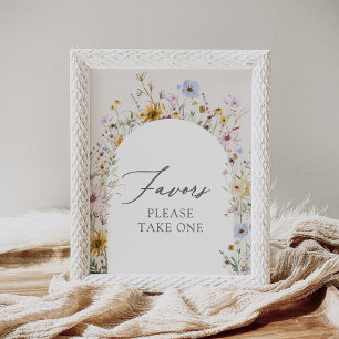 Poster Signe des faveurs du Baby shower Fleur sauvage de