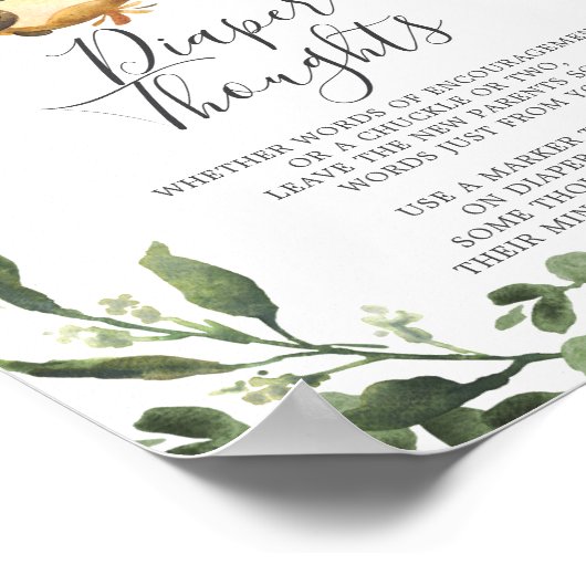 Poster SIGNE DES PENSÉES DE LA BATTERIE DU Baby shower PA (Coin)