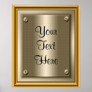 Poster Signe d'impression d'affiche de plaque d'or