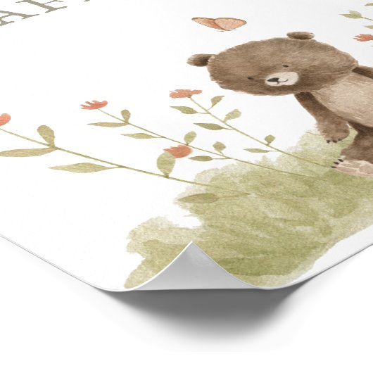 Poster SIGNE DU Baby shower DE LA FORÊT DES BOISEAUX (Coin)