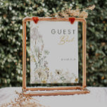 POSTER SIGNE DU GUIDE FLEUR SAUVAGE<br><div class="desc">Cette enseigne de livres d'hôtes Whimsical Fleur sauvage est parfaite pour votre mariage boho simple et élégant. La verdure rustique et moderne, accompagnée de fleurs sauvages d'aquarelles minimalistes, vous fera vivre votre vision ! Ce design de jolies fleurs d'or, touches de sauge bohème vert et violet est sûr de compléter...</div>