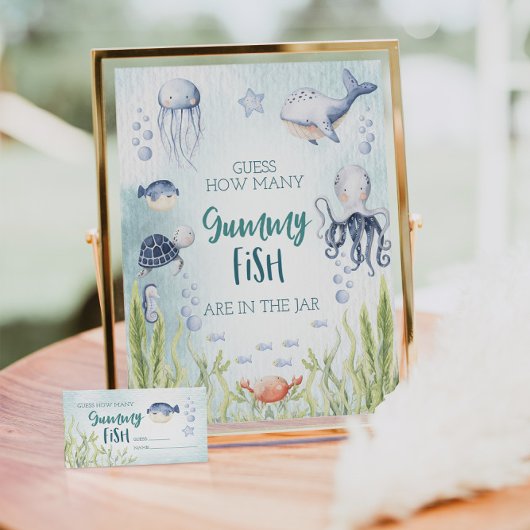 Poster SIGNE DU JEU DE POISSONS Gummy Sous Le Baby shower