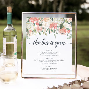 Poster Signe du menu de la barre de Mariages florale du m