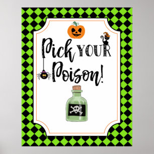 Poster signe du parti halloween choisissez votre poison