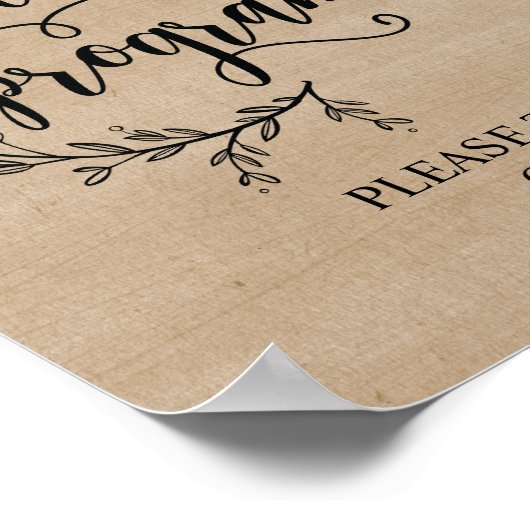 Poster Signe du programme de mariage des vignes rustiques (Coin)