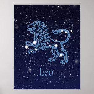 Poster Signe du zodiaque et constellation du Lion