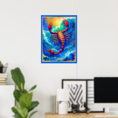 Poster Signe du zodiaque Scorpion émergeant des eaux prof (Bureau à domicile)