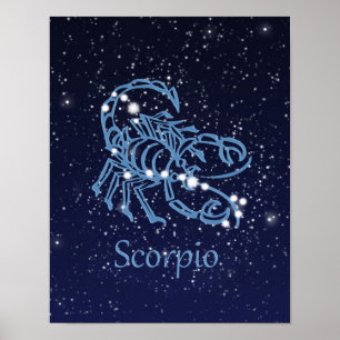 Poster Signe du zodiaque Scorpion et constellation
