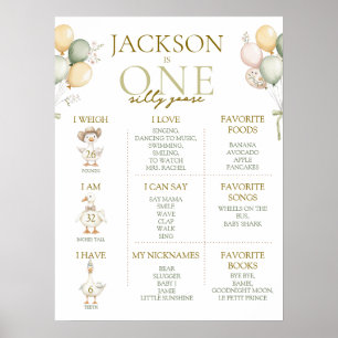 Poster Signe d'une oie sotte 1er anniversaire Jalons