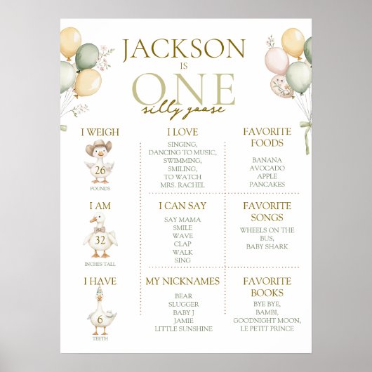 Poster Signe d'une oie sotte 1er anniversaire Jalons (Devant)