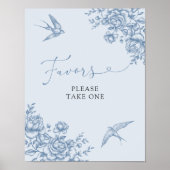 Poster Signe Dusty Blue Chinoiserie Fête des mariées Fave (Devant)