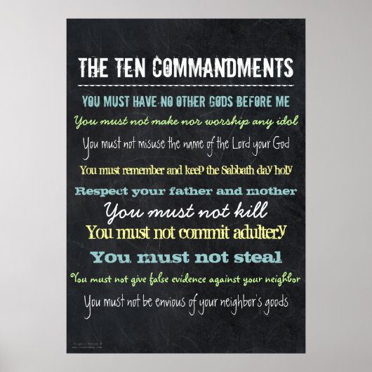 Poster Signe élégant moderne dix commandements (Devant)