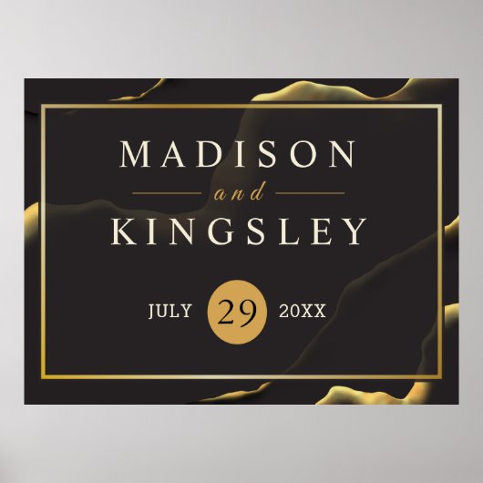 Poster SIGNE Extraordinaire Abstrait doré noir (Devant)