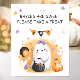 Poster SIGNE Fille Halloween Petit Baby shower Fantôme Fa