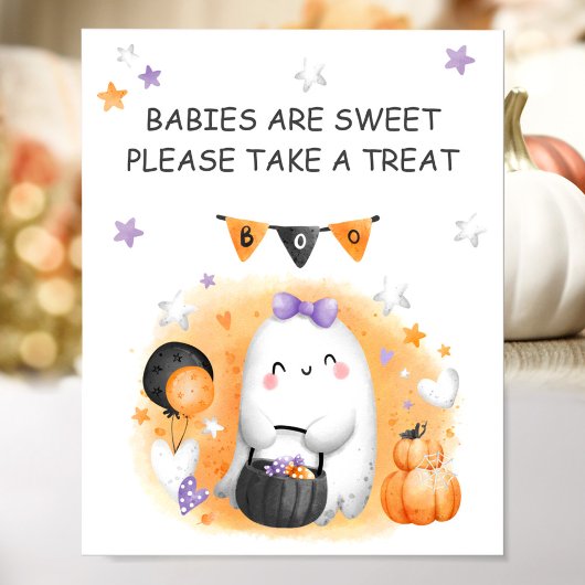Poster SIGNE Fille Halloween Petit Baby shower Fantôme Fa