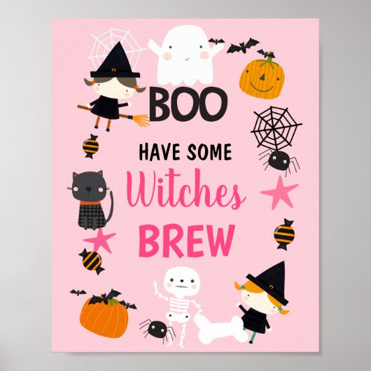 Poster SIGNE Filles Pink Orange Halloween (Devant)