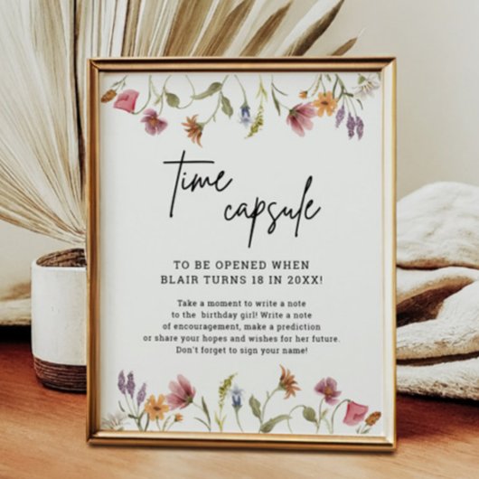 Poster Signe Fleur sauvage du printemps Heure de l'annive