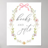 Poster Signe fleur sauvage et livre rose et cadeaux (Devant)