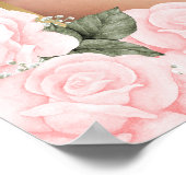 Poster Signe funéraire commémoratif floral rose doré (Coin)