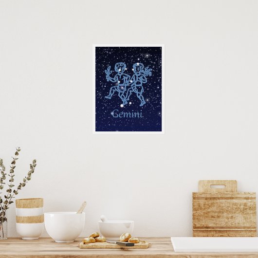 Poster Signe Gemini Constellation et Zodiaque avec étoile (Cuisine)