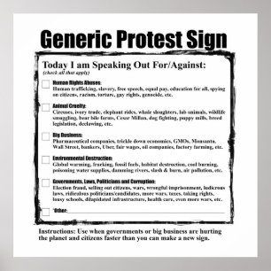 Poster Signe générique humoristique de protestation