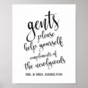 Poster Signe Gents Mariage Panier de salle de bain 8x10