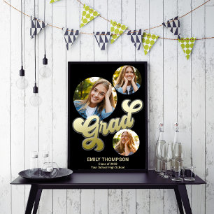 Poster Signe Gold Graduation Party Photo personnalisée