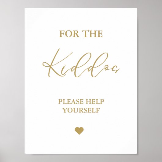 Poster Signe Gold Script For the kiddos Wedding Favors (Devant)