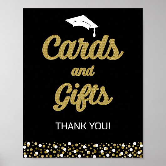Poster Signe graduel Gold Foil Script Confetti Cartes et  (Devant)