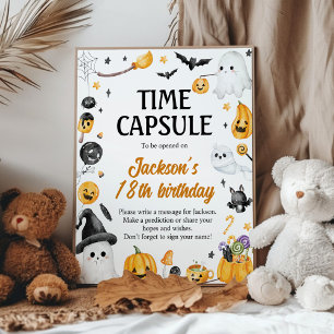 Poster Signe Halloween Fantôme Anniversaire Fête Heure Ca