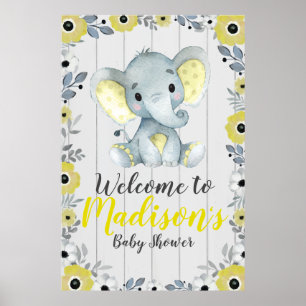 Poster Signe jaune d'affiche d'éléphant de bébé