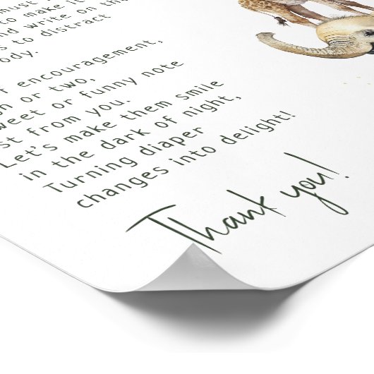 Poster Signe Jungle Safari Animaux Late Night Diapers (Coin)