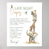 Poster Signe Jungle Safari Animaux Late Night Diapers (Devant)