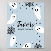 Poster Signe Little Boo Blue Halloween Baby shower Faveur (Devant)