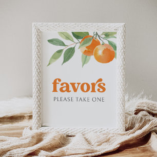Poster Signe Little Cutie Baby shower orange Faveurs