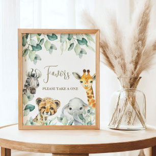 Poster Signe Little Wild One Safari Baby shower Faveurs