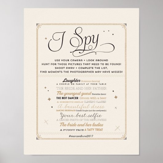Poster Signe Mariage Black & Gold I Spy (Devant)
