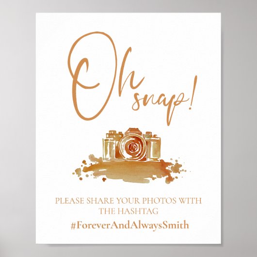 Poster Signe Mariage boho Oh Snap Burnt Orange (Devant)