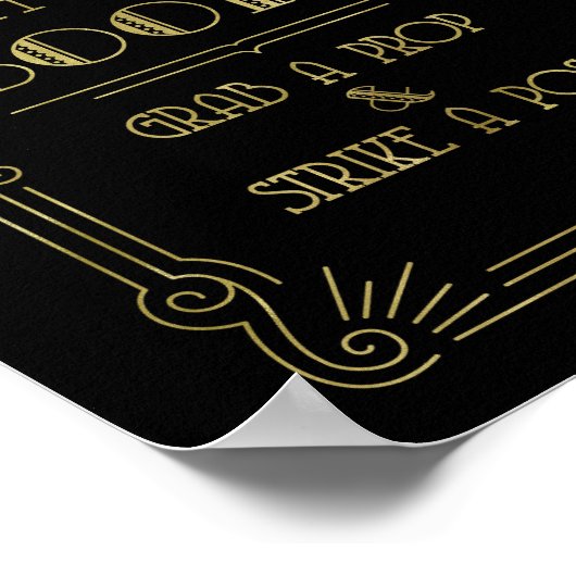 Poster Signe Mariage Booth Gold Black Art Deco (Coin)