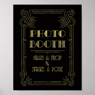 Poster Signe Mariage Booth Gold Black Art Deco