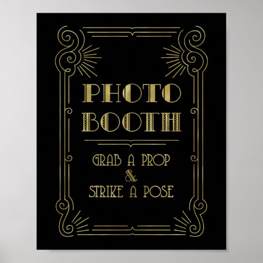 Poster Signe Mariage Booth Gold Black Art Deco (Devant)