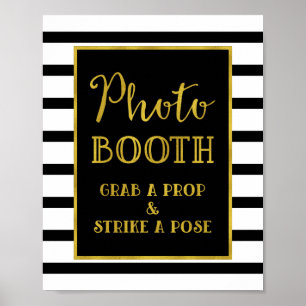 Poster Signe Mariage Booth Gold Black Stripes